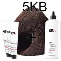 Kis KeraCream Color - 100ml - Haarverf Set - 5KB Koper hazelnoot | - (3 x haarverf & 1L waterstofperoxide)