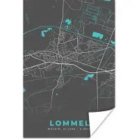 PosterMonkey Poster België – Lommel – Stadskaart – Kaart – Blauw – Plattegrond - 40x60 cm