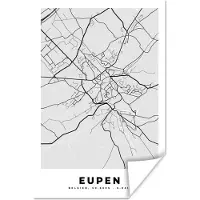 PosterMonkey Poster Plattegrond – Eupen – Zwart Wit – Stadskaart - Kaart - 60x90 cm