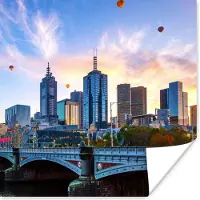 PosterMonkey Poster Skyline - Luchtballon - Stad - 75x75 cm
