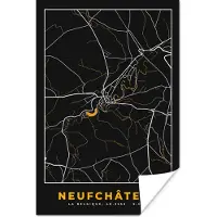PosterMonkey Poster Stadskaart - Neufchâteau - Kaart - Plattegrond - Goud - 80x120 cm