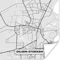 PosterMonkey Poster België – Dilsen Stokkem – Stadskaart – Kaart – Zwart Wit – Plattegrond - 75x75 cm
