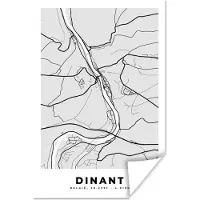 PosterMonkey Poster Stadskaart – Zwart Wit - Kaart – Dinant – België – Plattegrond - 120x180 cm XXL