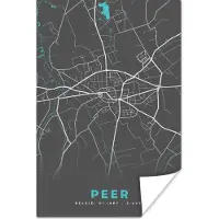 PosterMonkey Poster Plattegrond – Peer – Blauw – Stadskaart - Kaart - België - 20x30 cm