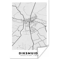 PosterMonkey Poster België – Diksmuide – Stadskaart – Kaart – Zwart Wit – Plattegrond - 80x120 cm