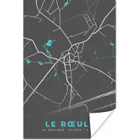 PosterMonkey Poster Plattegrond – Le Rœulx – Blauw – Stadskaart - Kaart - 40x60 cm