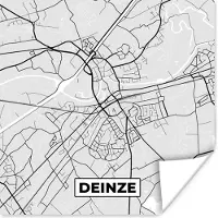 PosterMonkey Poster België – Deinze – Stadskaart – Kaart – Zwart Wit – Plattegrond - 30x30 cm