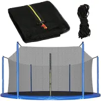 Springos Veiligheidsnet Trampoline | Trampoline Net | Geschikt voor 8 Palen | Ø 366 cm | Zwart