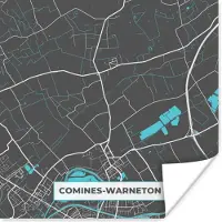 PosterMonkey Poster Stadskaart – Grijs - Kaart – Comines Warneton – België – Plattegrond - 100x100 cm XXL
