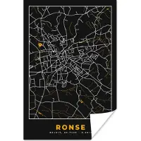 PosterMonkey Poster Ronse - Kaart - Plattegrond - Goud - Stadskaart - 20x30 cm