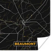 PosterMonkey Poster Goud - Kaart - Beaumont - Plattegrond - Stadskaart - 75x75 cm