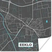 PosterMonkey Poster Stadskaart – Grijs - Kaart – Eeklo – België – Plattegrond - 75x75 cm
