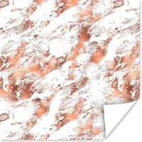 PosterMonkey Poster Marmer - Wit - Rose gold - 30x30 cm