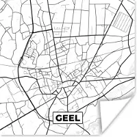 PosterMonkey Poster Plattegrond – Geel – Zwart Wit – Stadskaart - Kaart - België - 50x50 cm
