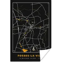 PosterMonkey Poster Stadskaart - Fosses-La-Ville - Plattegrond - Goud - Kaart - 40x60 cm