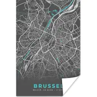 PosterMonkey Poster België – Brussel – Stadskaart – Kaart – Blauw – Plattegrond - 20x30 cm