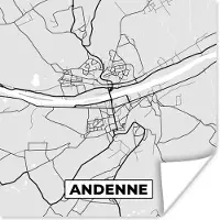 PosterMonkey Poster Stadskaart – Zwart Wit - Kaart – Andenne – België – Plattegrond - 30x30 cm