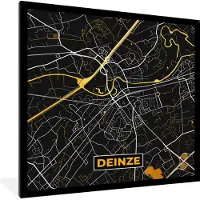 PosterMonkey Fotolijst incl. Poster - Deinze - Plattegrond - Goud - Stadskaart - Kaart - 40x40 cm - Posterlijst