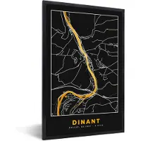 PosterMonkey Fotolijst incl. Poster - Stadskaart - Dinant - Kaart - Goud - Plattegrond - 40x60 cm - Posterlijst