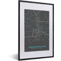 PosterMonkey Fotolijst incl. Poster - België – Hoogstraten – Stadskaart – Kaart – Blauw – Plattegrond - 40x60 cm - Posterlijst