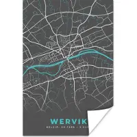 PosterMonkey Poster Kaart – Plattegrond – Stadskaart – Wervik – België - Grijs - 80x120 cm