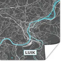 PosterMonkey Poster België – Luik – Stadskaart – Kaart – Blauw – Plattegrond - 75x75 cm
