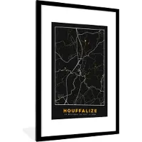 PosterMonkey Fotolijst incl. Poster - Houffalize - Goud - Stadskaart - Plattegrond - Kaart - 60x90 cm - Posterlijst