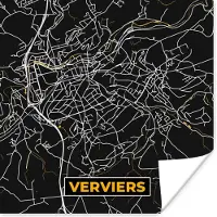PosterMonkey Poster Verviers - Stadskaart - Goud - Plattegrond - Kaart - 100x100 cm XXL