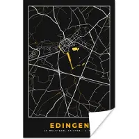 PosterMonkey Poster Plattegrond - Kaart - Goud - Edingen - Stadskaart - 120x180 cm XXL