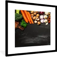 PosterMonkey Fotolijst incl. Poster - Wortel - Groente - Kruiden - Specerijen - Rustiek - 40x40 cm - Posterlijst