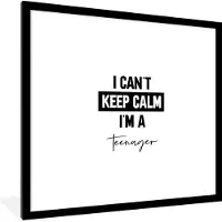 PosterMonkey Fotolijst incl. Poster - Kinderen - Quote - Zwart - Wit - 40x40 cm - Posterlijst