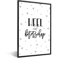 PosterMonkey Fotolijst incl. Poster - Beterschap - Quote - Stippen - Hartjes - 20x30 cm - Posterlijst