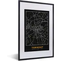 PosterMonkey Fotolijst incl. Poster - Stadskaart - Plattegrond - Goud - Torhout - Kaart - 40x60 cm - Posterlijst