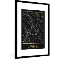 PosterMonkey Fotolijst incl. Poster - Stadskaart - Bilzen - Goud - Kaart - Plattegrond - 60x90 cm - Posterlijst