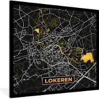 PosterMonkey Fotolijst incl. Poster - Goud - Lokeren - Kaart - Plattegrond - Stadskaart - 40x40 cm - Posterlijst