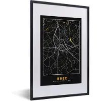 PosterMonkey Fotolijst incl. Poster - Bree - Gold - Stadskaart - Plattegrond - Kaart - 40x60 cm - Posterlijst