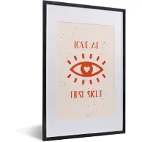 PosterMonkey Fotolijst incl. Poster - Love at first sight - Spreuken - Quotes - Koppel - 40x60 cm - Posterlijst