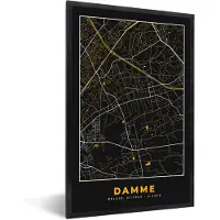 PosterMonkey Fotolijst incl. Poster - Plattegrond - Kaart - Damme - Goud - Stadskaart - 40x60 cm - Posterlijst