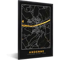 PosterMonkey Fotolijst incl. Poster - Kaart - Gold - Ardenne - Plattegrond - Stadskaart - 40x60 cm - Posterlijst