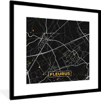 PosterMonkey Fotolijst incl. Poster - Goud - Fleurus - Stadskaart - Plattegrond - Kaart - 40x40 cm - Posterlijst