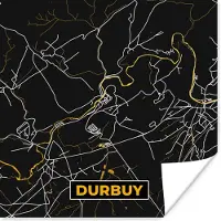 PosterMonkey Poster Plattegrond - Durbuy - Kaart - Stadskaart - Goud - 75x75 cm