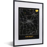 PosterMonkey Fotolijst incl. Poster - Stadskaart - Goud - Chimay - Plattegrond - Kaart - 30x40 cm - Posterlijst