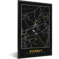 PosterMonkey Fotolijst incl. Poster - Stadskaart - Durbuy - Goud - Plattegrond - Kaart - 20x30 cm - Posterlijst