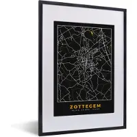 PosterMonkey Fotolijst incl. Poster - Kaart - Goud - Plattegrond - Zottegem - Stadskaart - 30x40 cm - Posterlijst