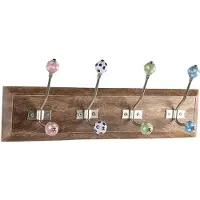 Clayre & Eef Wandkapstok 4 haken 45x10x18 cm Bruin Hout Ijzer Rechthoek Bruin