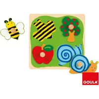 Goula Houten inlegpuzzel - - Campagne - Dieren - 4 stukken - Unisex - 12 maanden+