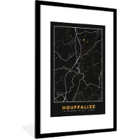 PosterMonkey Fotolijst incl. Poster - Houffalize - Goud - Stadskaart - Plattegrond - Kaart - 80x120 cm - Posterlijst