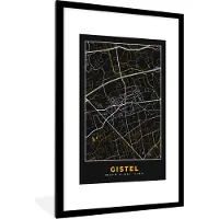 PosterMonkey Fotolijst incl. Poster - Gistel - Plattegrond - Kaart - Goud - Stadskaart - 80x120 cm - Posterlijst