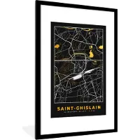 PosterMonkey Fotolijst incl. Poster - Kaart - Goud - Stadskaart - België - Plattegrond - 80x120 cm - Posterlijst