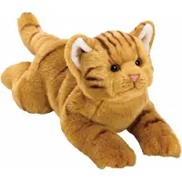 Suki Gifts Pluche knuffeldier poes/kat - rood - liggend - 33 cm - huisdier knuffel